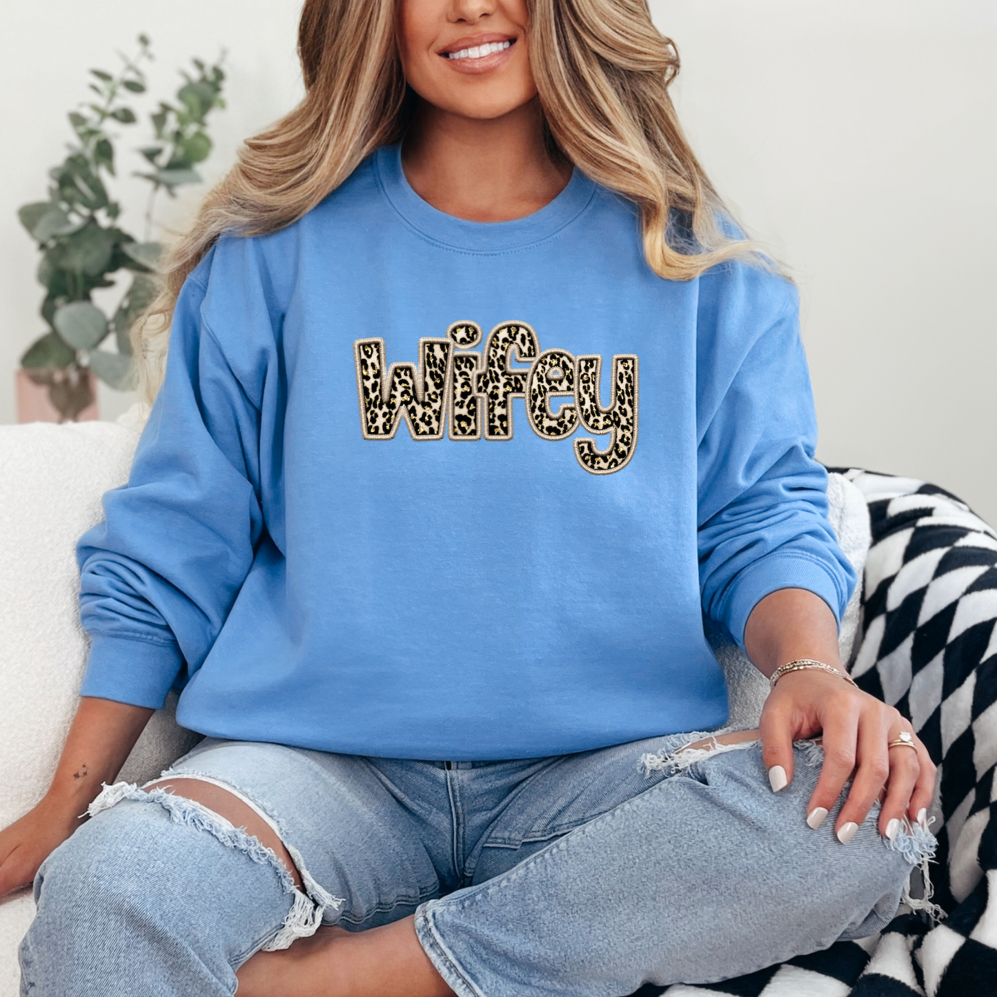WIFEY Leopard Print T-Shirt Sweatshirt