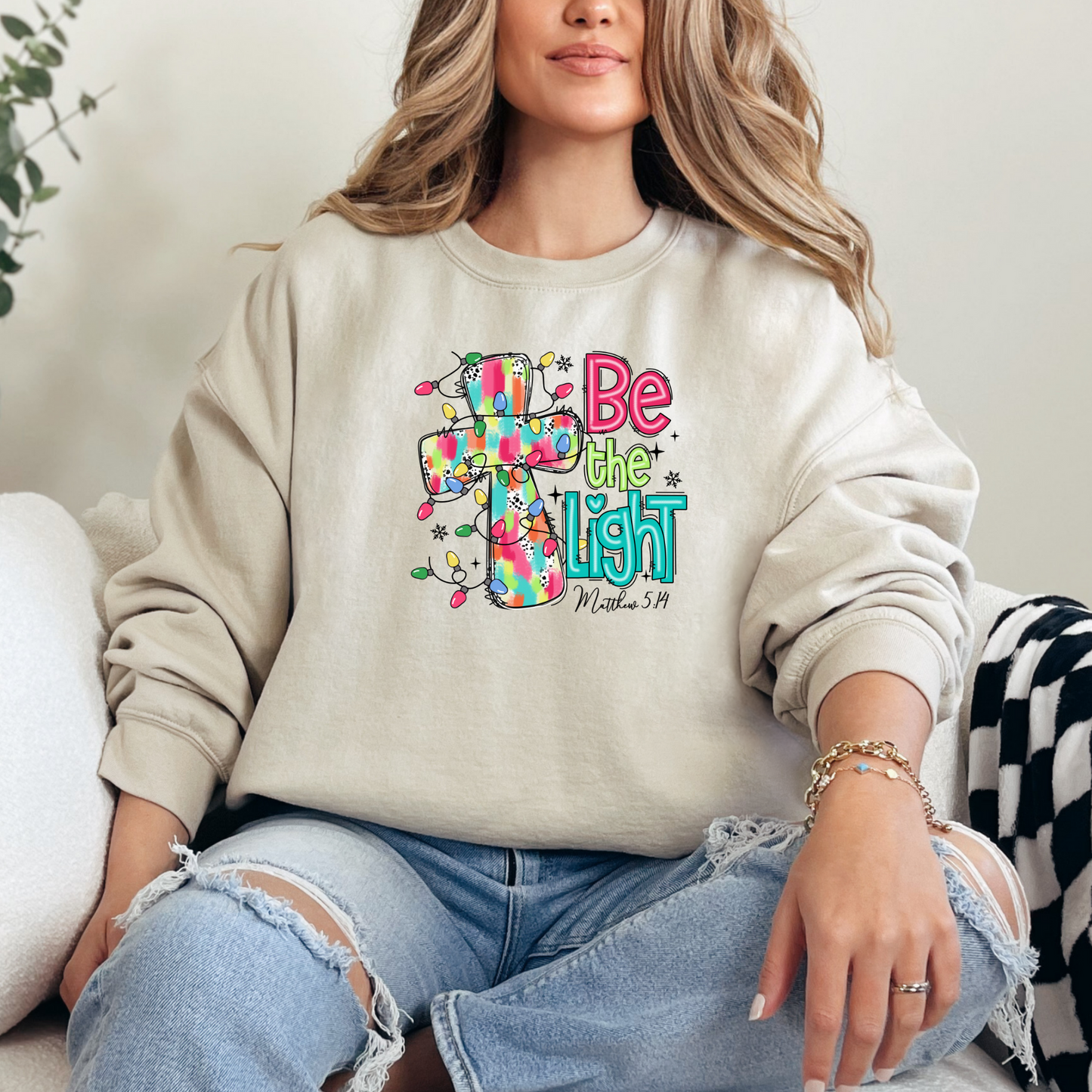 Be The Light Holiday Christmas Religious T-shirt Sweatshirt