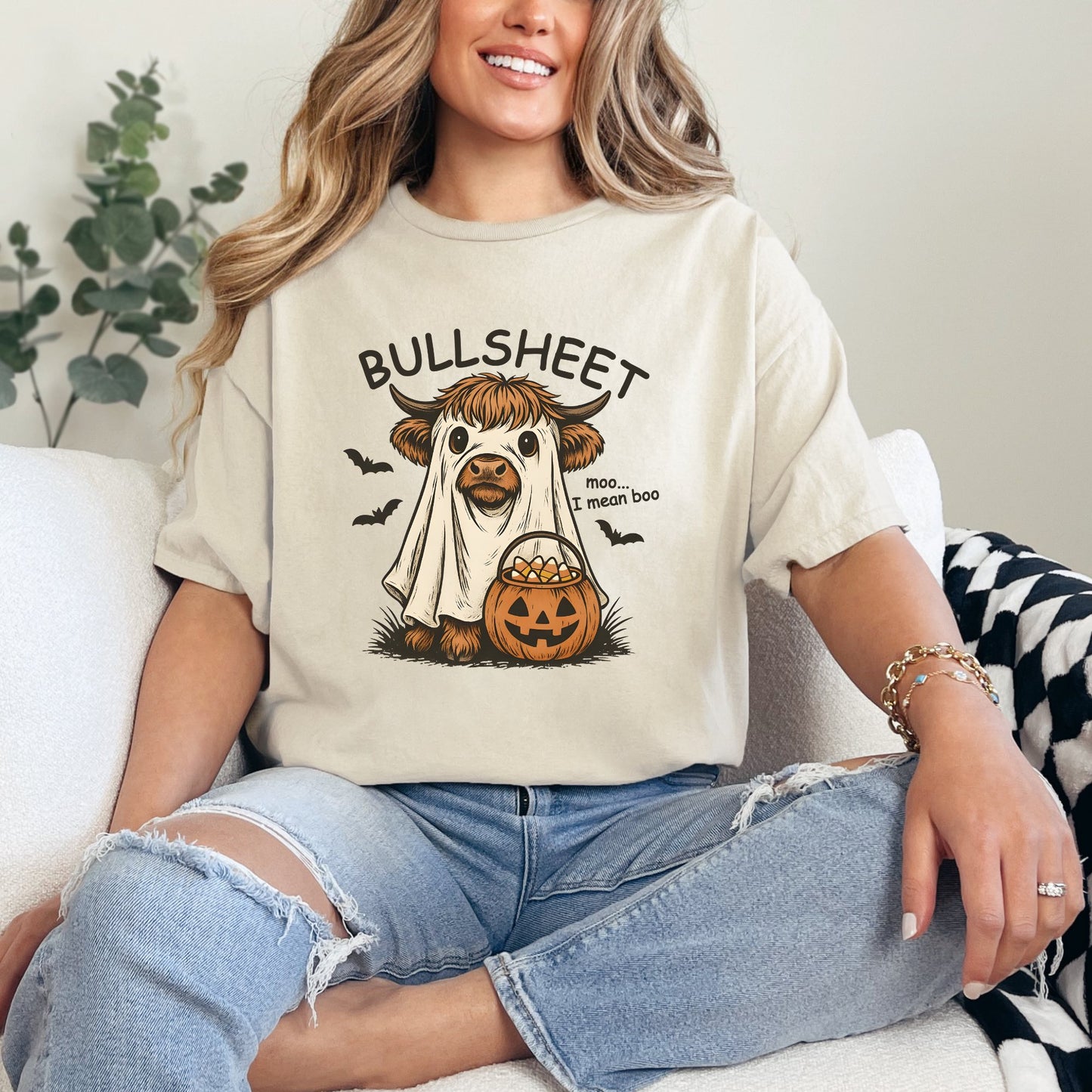 BULLSHEET - Highland Cow Boo Halloween - T-shirt Sweatshirt