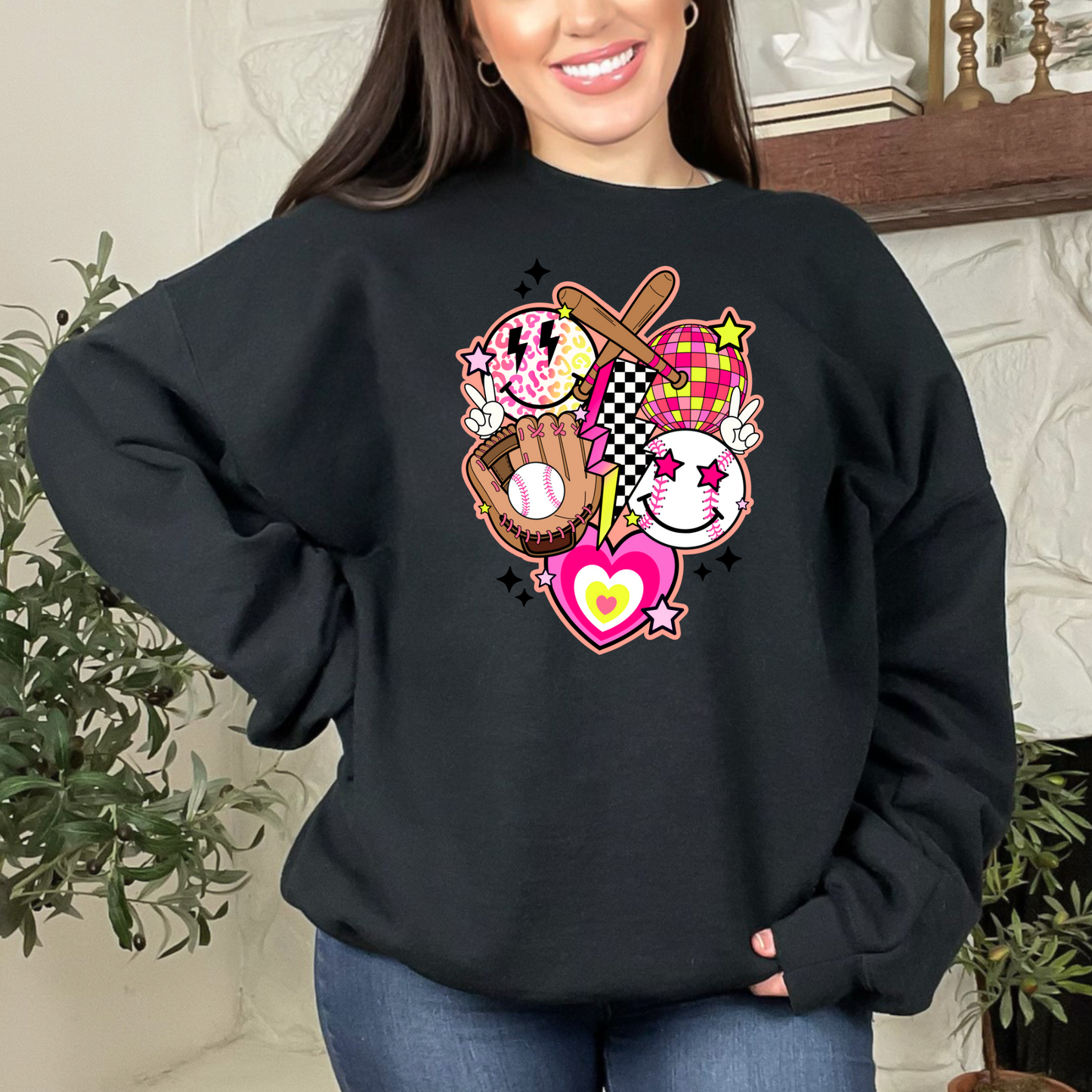 Baseball Girly Pink Retro Sports T-shirt Sweatshirt