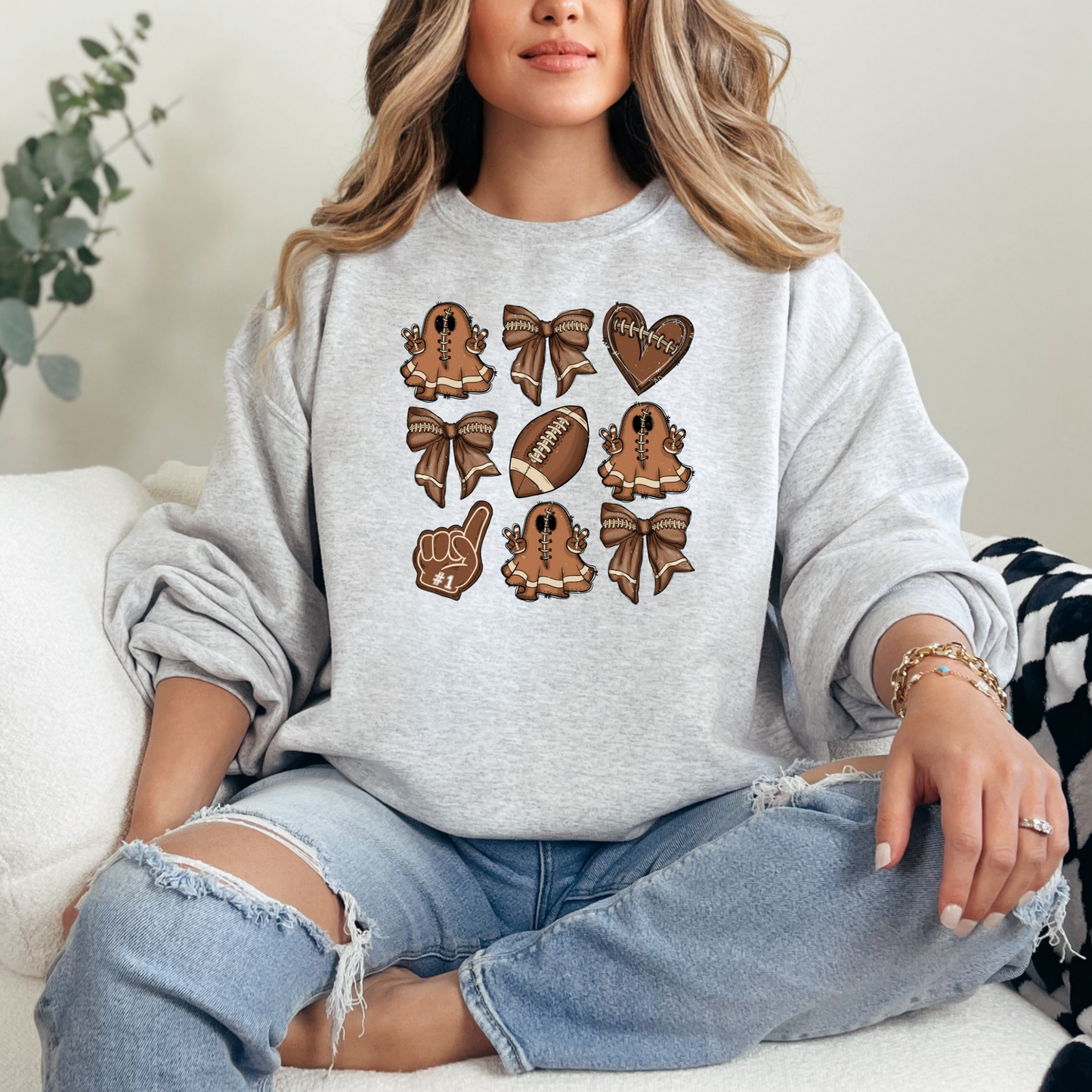 Football Bow Cheer Girly T-Shirt Sweatshirt Hoodie