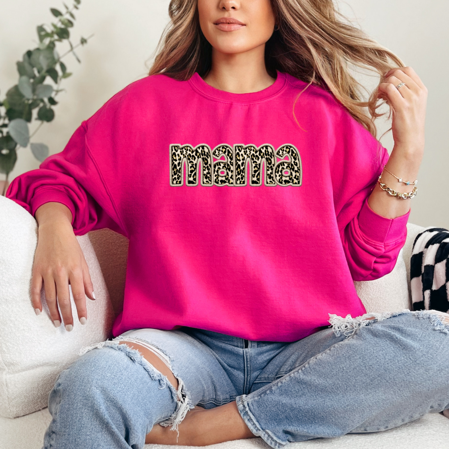 MAMA Leopard Print T-Shirt Sweatshirt