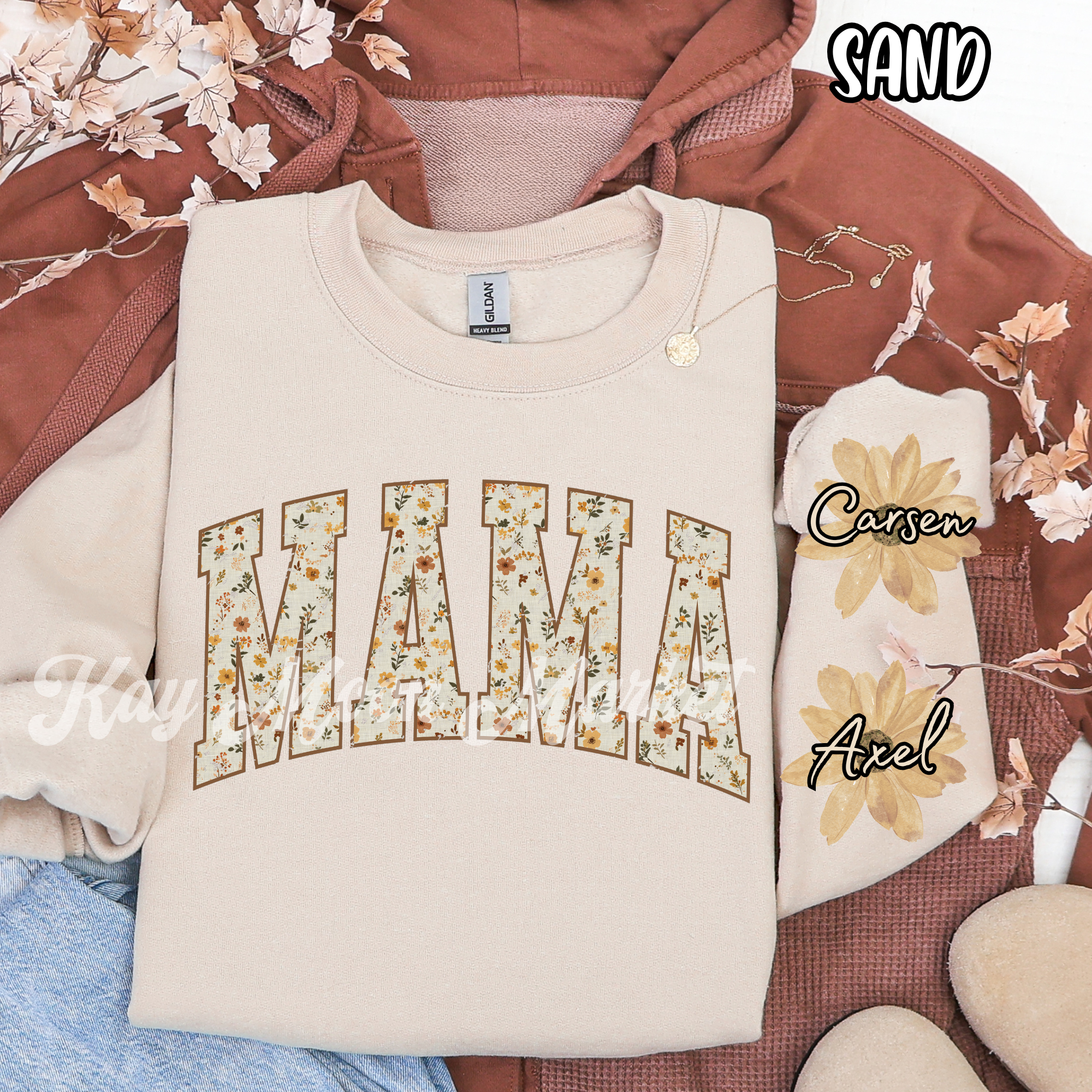 MAMA floral Customize Names ~ Sweatshirt