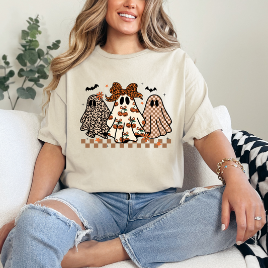 Ghost Friends - Leopard, Pumpkin, Checkered - T-shirt Sweatshirt