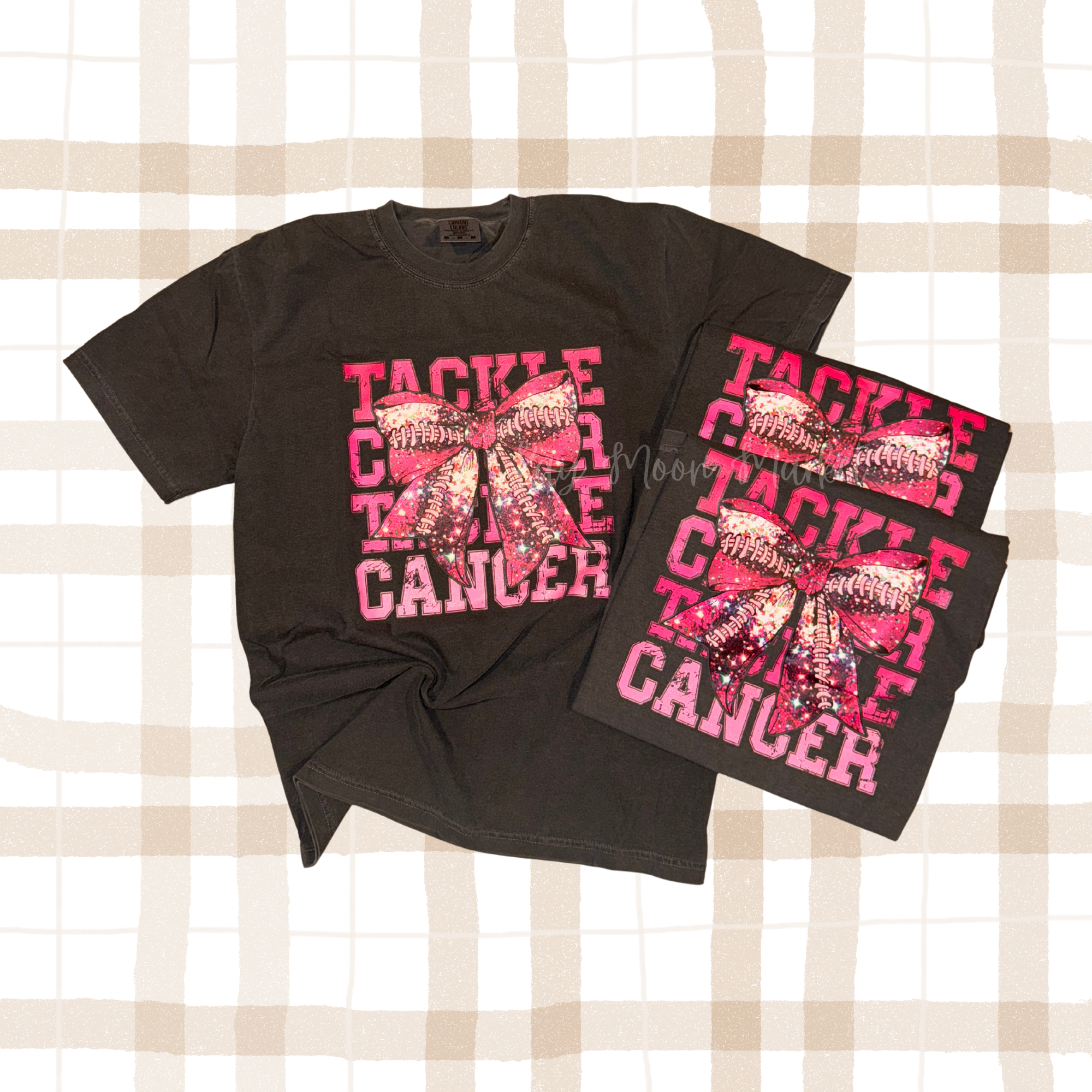 Tackle Cancer - Breast Cancer Awareness Pink BOW - Ready To Ship T-Shirt