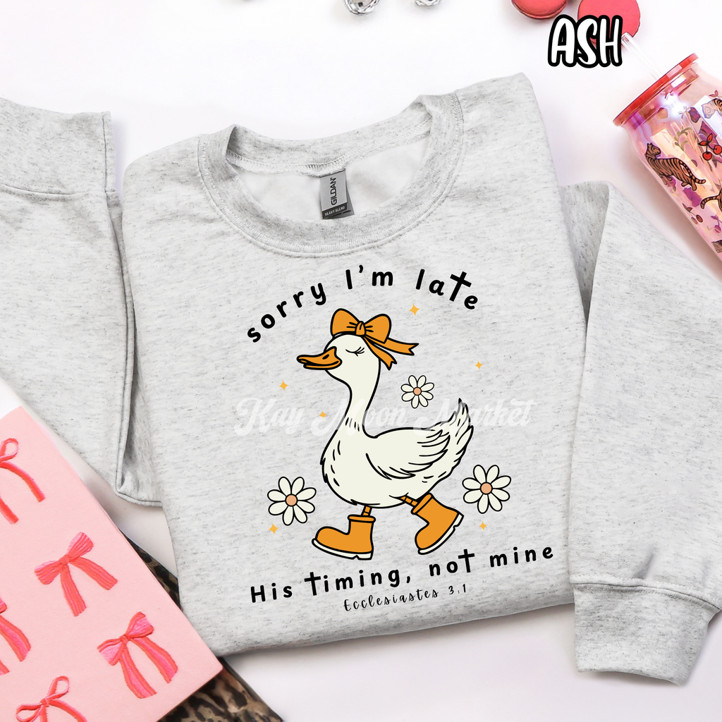 Sorry I'm Late His Timing Not Mine - Religious - T-shirt Sweatshirt