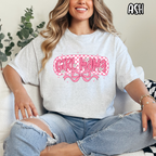 Girl Mama - Pink Bow Checkered Girl Mom - T-shirt Sweatshirt
