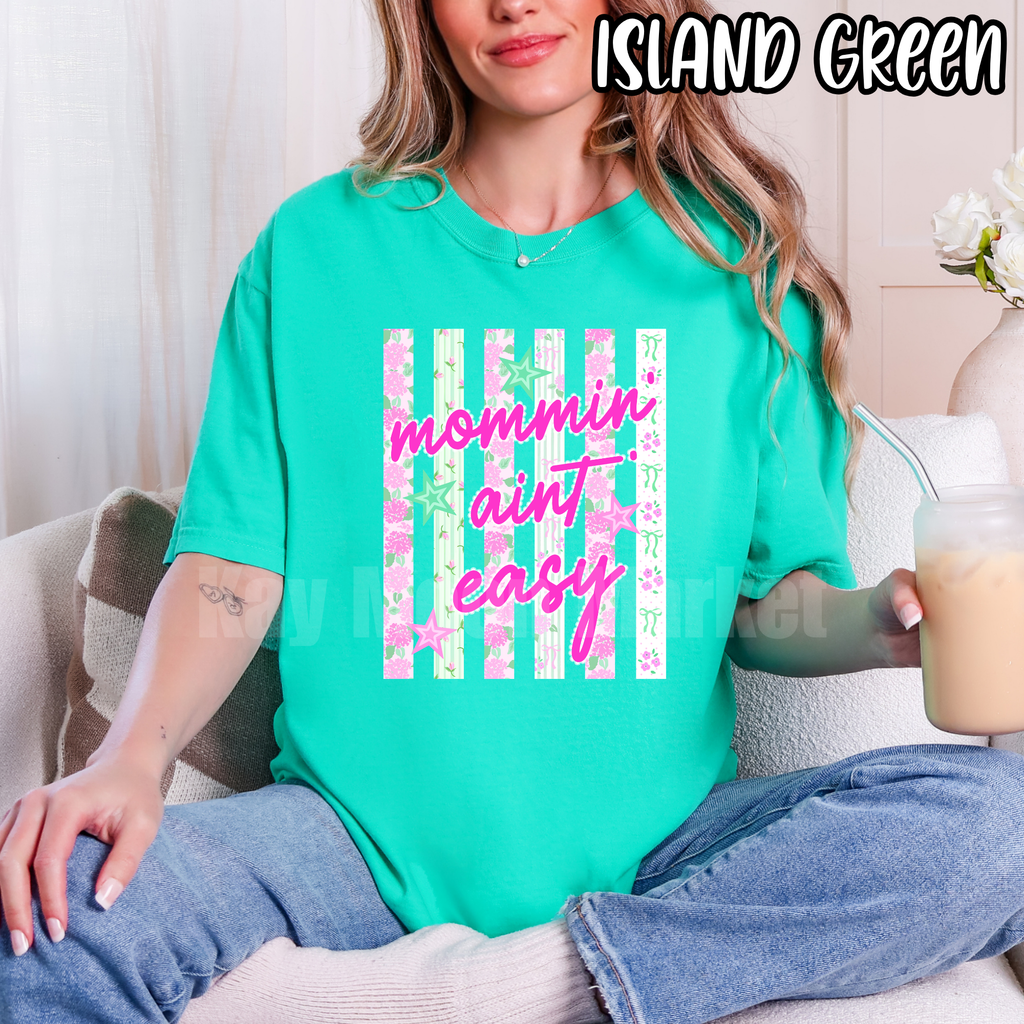 Mommin Ain't Easy - Floral Stripe Mom - T-shirt Sweatshirt
