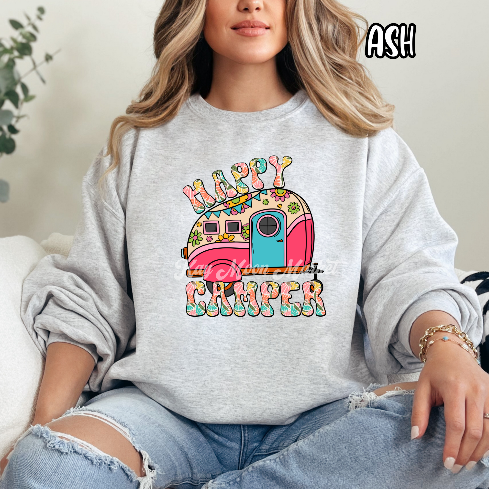 Happy Camper - Floral Hippie - T-shirt Sweatshirt