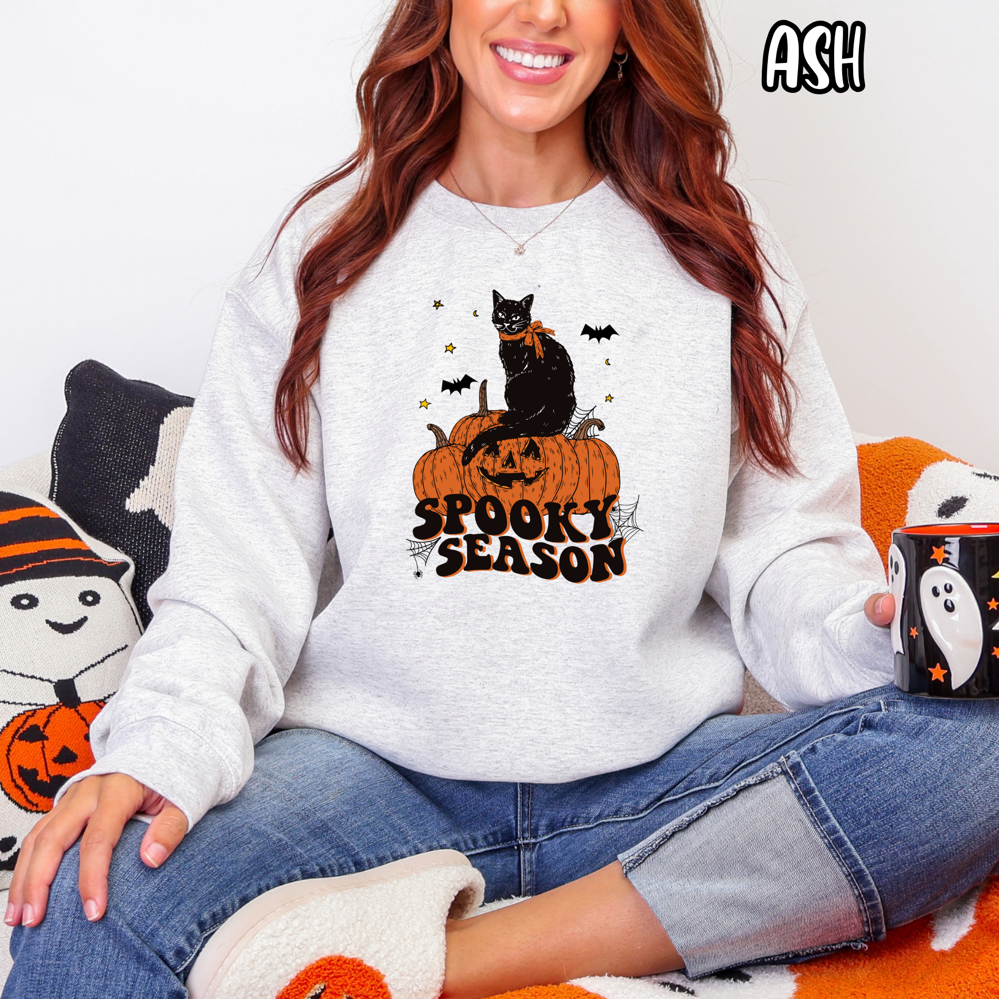 Spooky Season - Halloween Cat Fall- T-shirt Sweatshirt