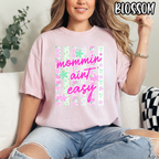 Mommin Ain't Easy - Floral Stripe Mom - T-shirt Sweatshirt