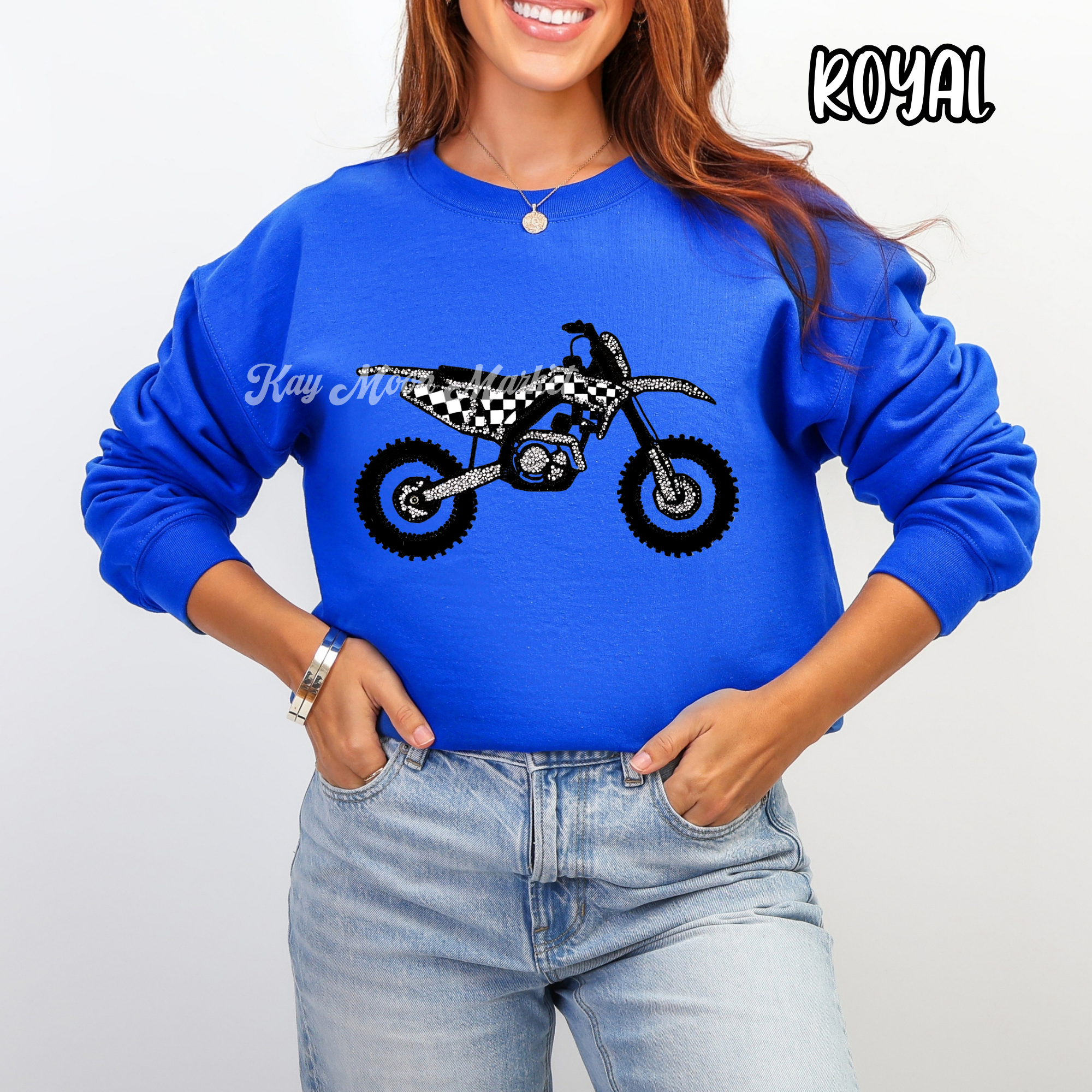 Dirtbike - Motorcross Mom Sports Glitter Rhinestone - T-shirt Sweatshirt