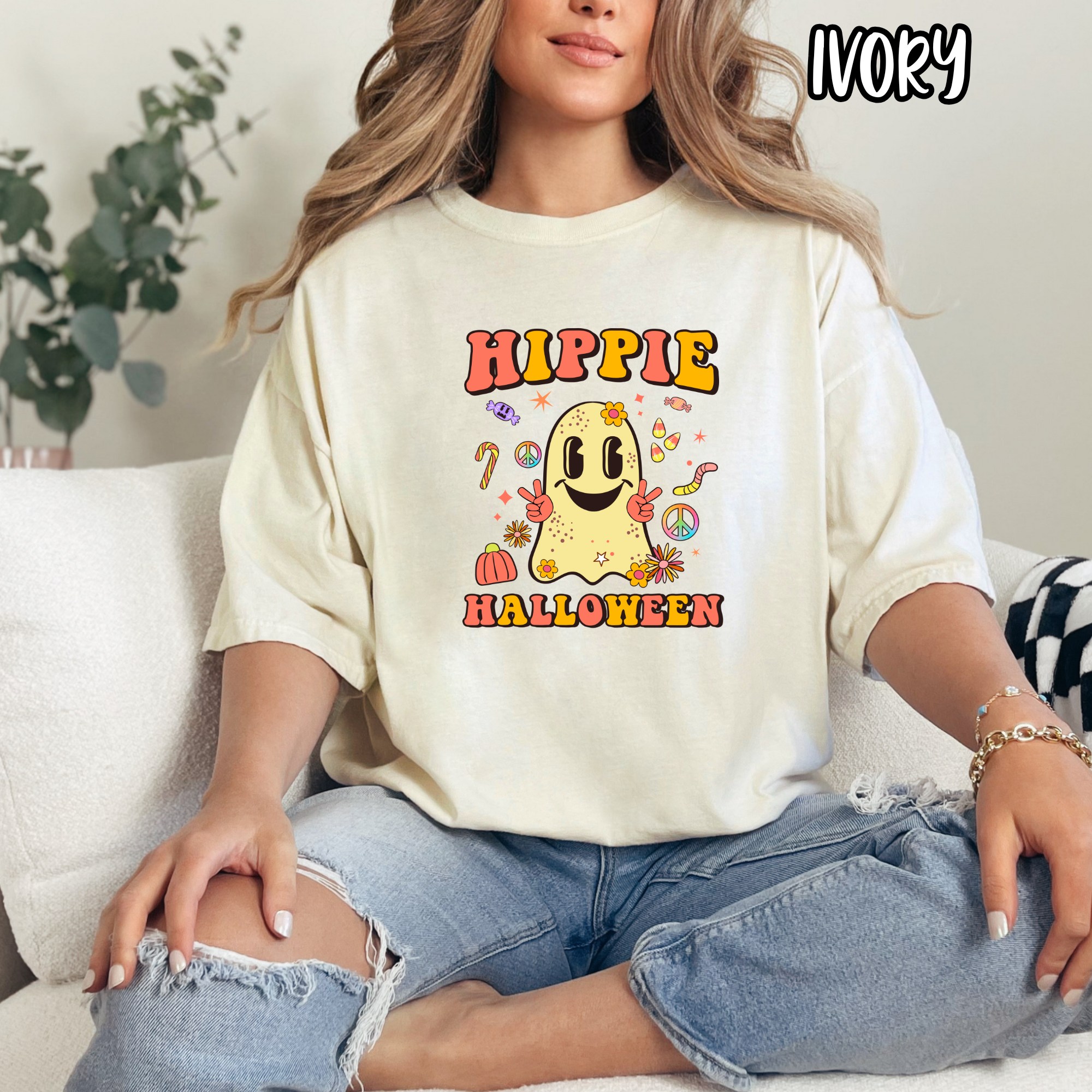 Hippie Halloween - Peace Signs Retro Groovy Fun Fall- T-shirt Sweatshirt