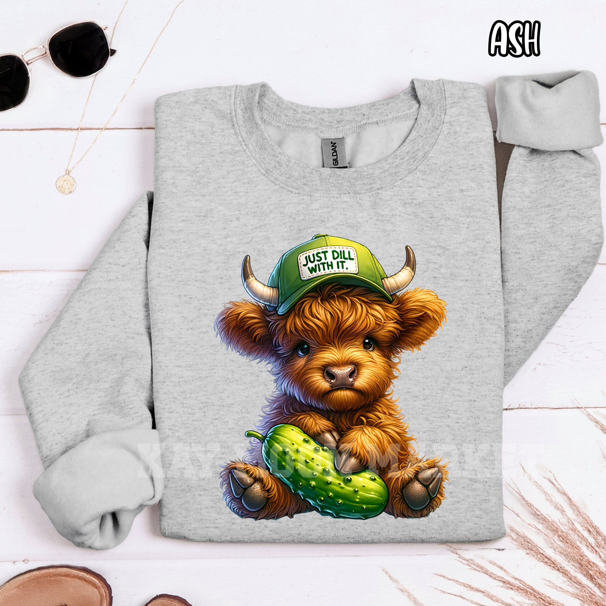 Just Dill With it ~ Highland Cow Animal ~ Tee Sweatshirt