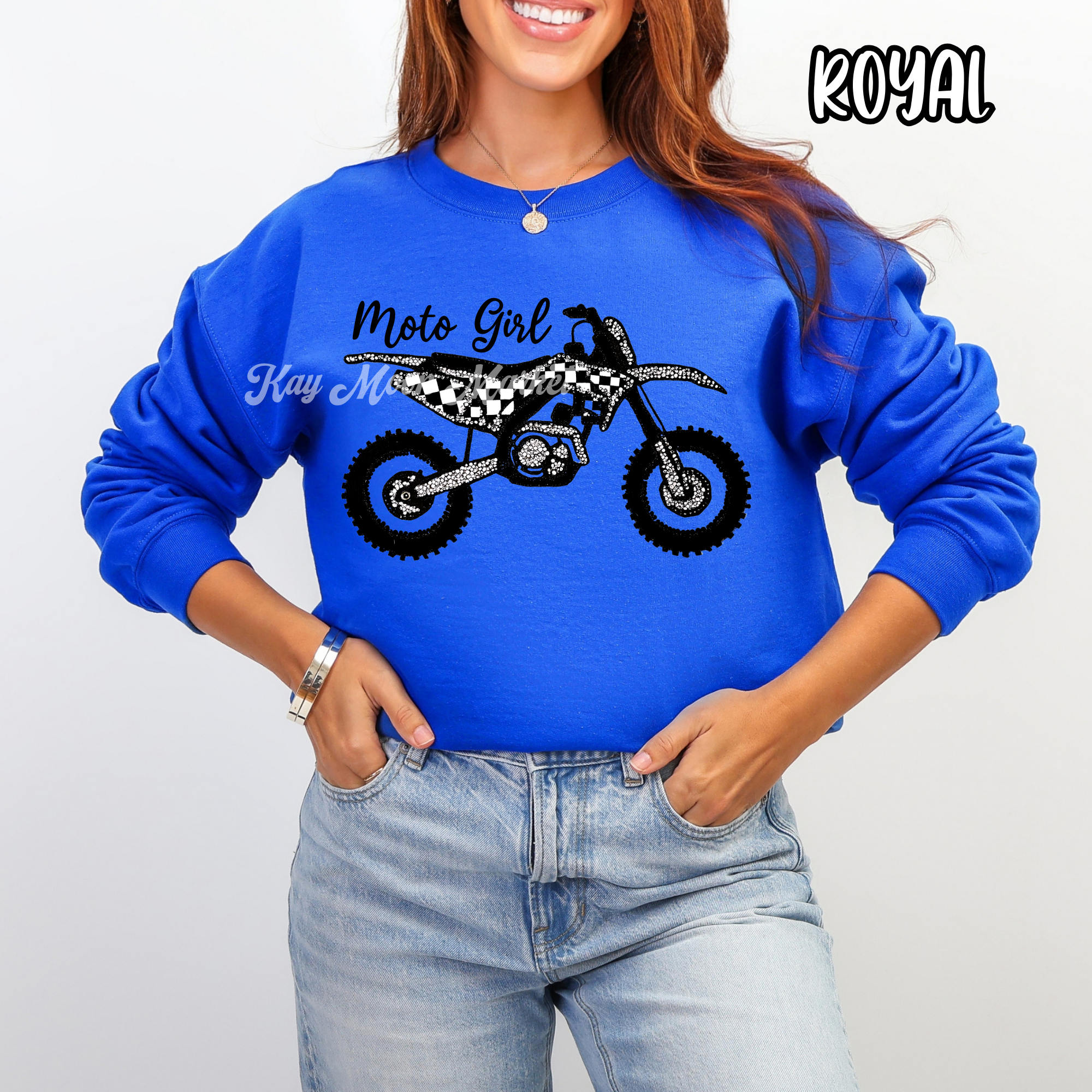 Dirtbike - Motorcross Mom Sports Glitter Rhinestone - T-shirt Sweatshirt