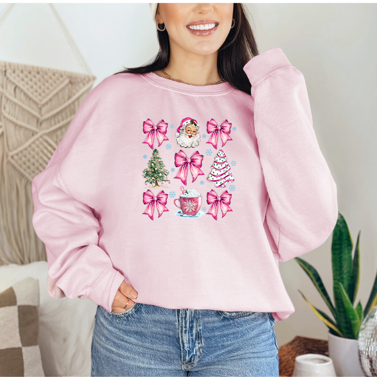 Christmas Holiday Santa Bow Cake Coffee T-shirt Sweatshirt