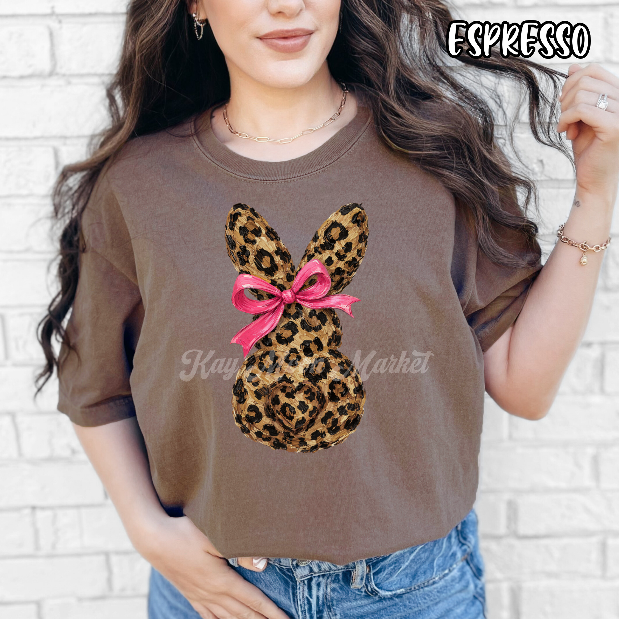 Leopard Bunny PINK BOW - Easter Holiday - T-shirt Sweatshirt