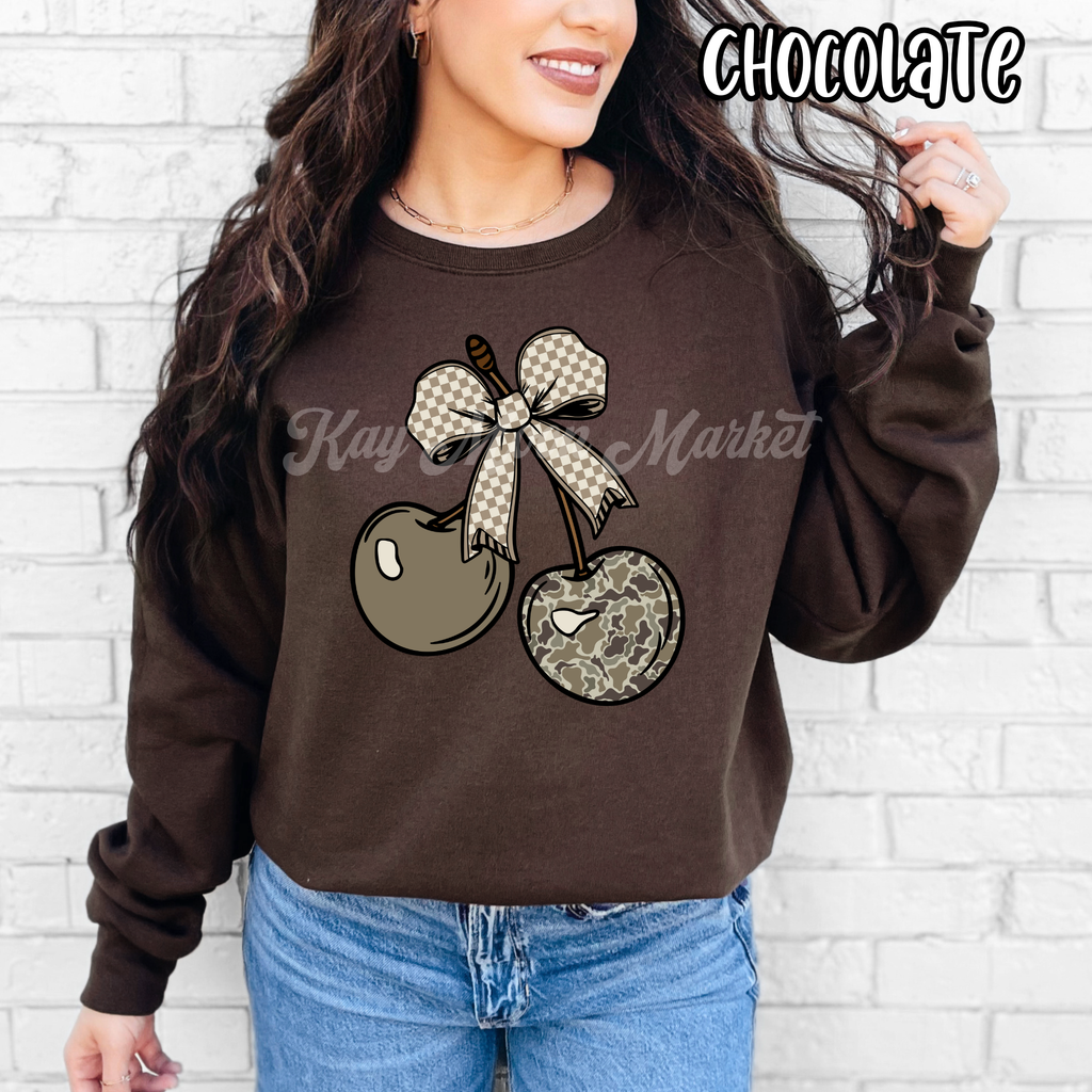 Camo Cherries- Trending Cute- T-shirt Sweatshirt