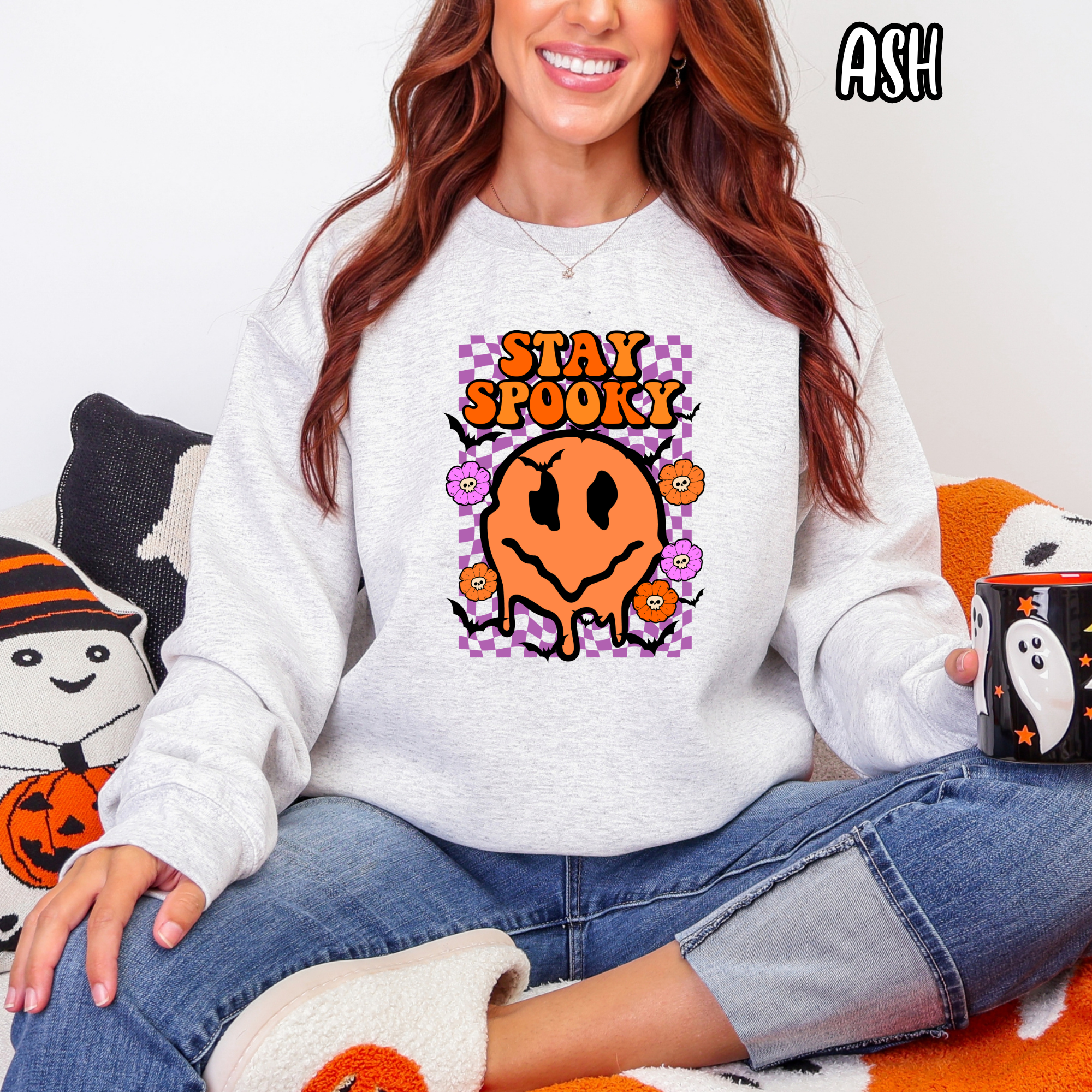 Stay Spooky - Checkered Halloween Fall Fun - T-Shirt Sweatshirt