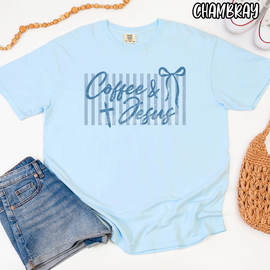 Coffee and Jesus Blue ~ Religious ~ Tee Sweatshirt