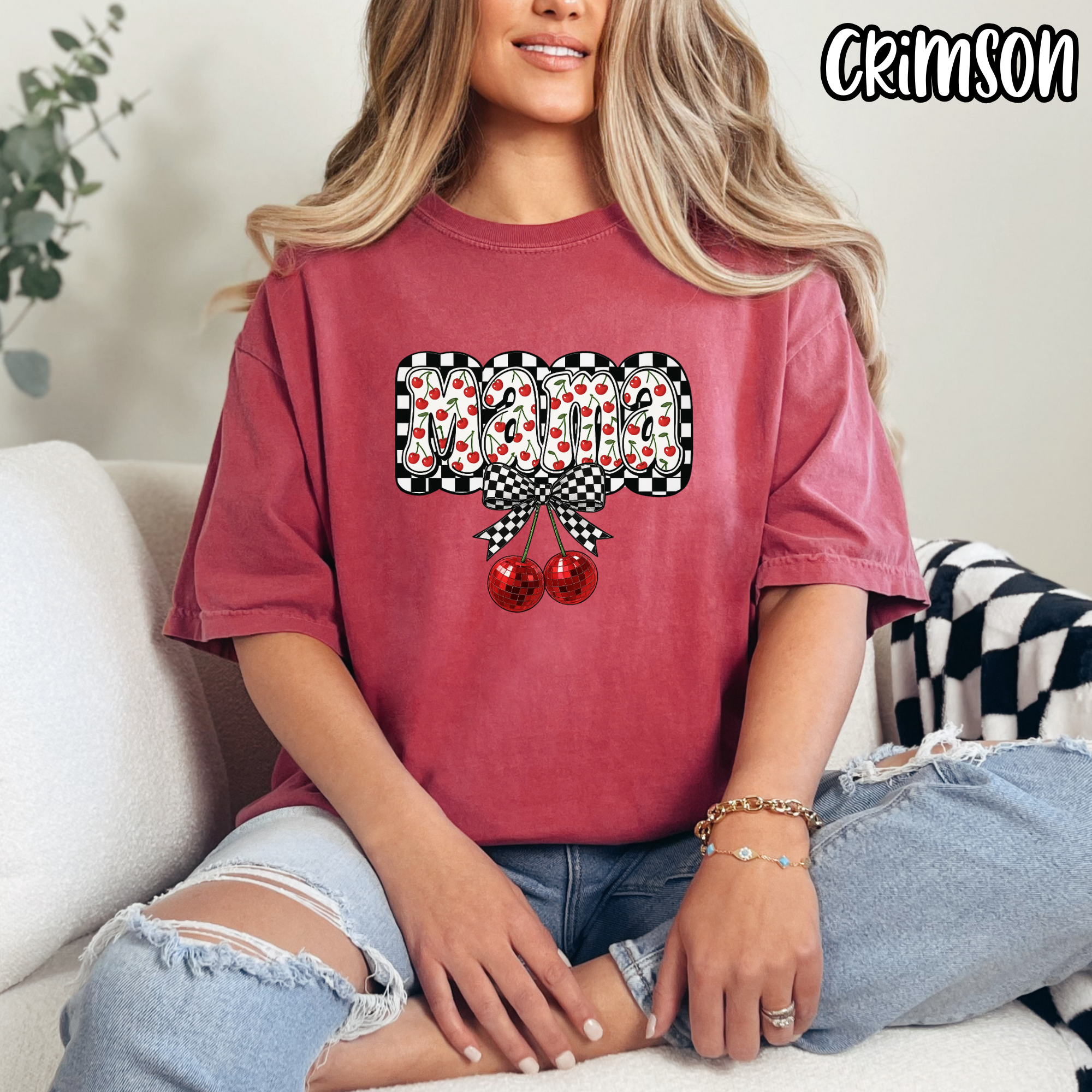 Mama Cherry Checkered - Check Mom - T-shirt Sweatshirt