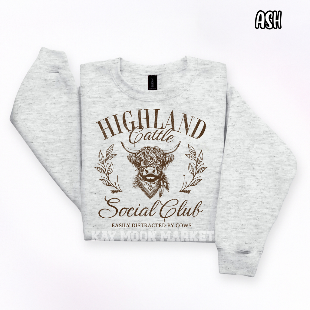 Highland Cattle Social Club ~ Cow Animal Farm ~ Tee Sweatshirt