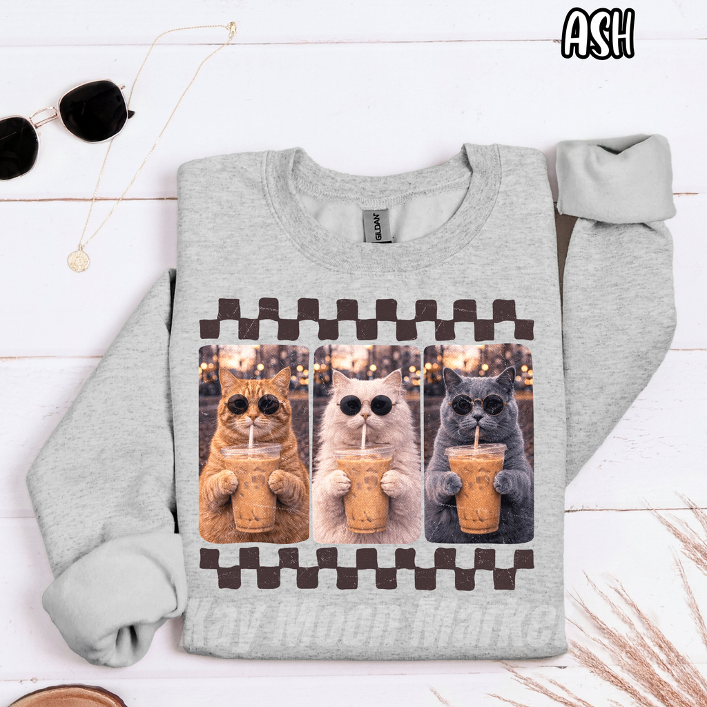 Iced Coffee Cat - Funny Cute - T-shirt Sweatshirt