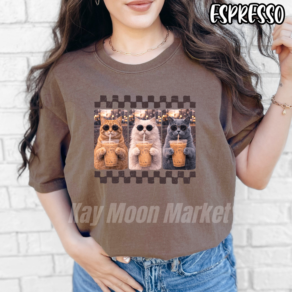 Iced Coffee Cat - Funny Cute - T-shirt Sweatshirt