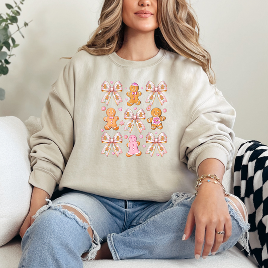 Gingerbread Bow Christmas Holiday Pink T-shirt Sweatshirt
