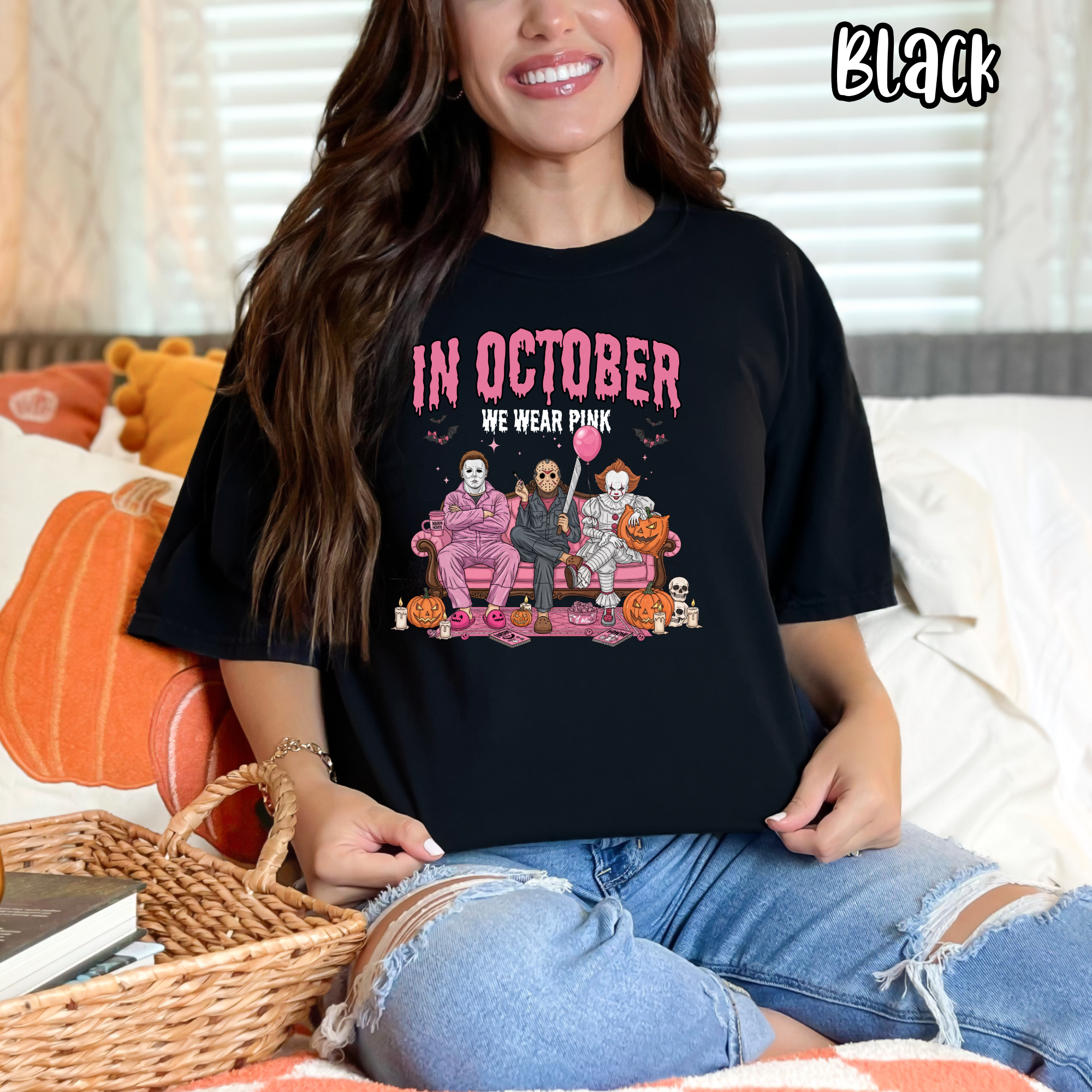In October We Wear Pink - Halloween Breast Cancer Awareness - T-shirt Sweatshirt