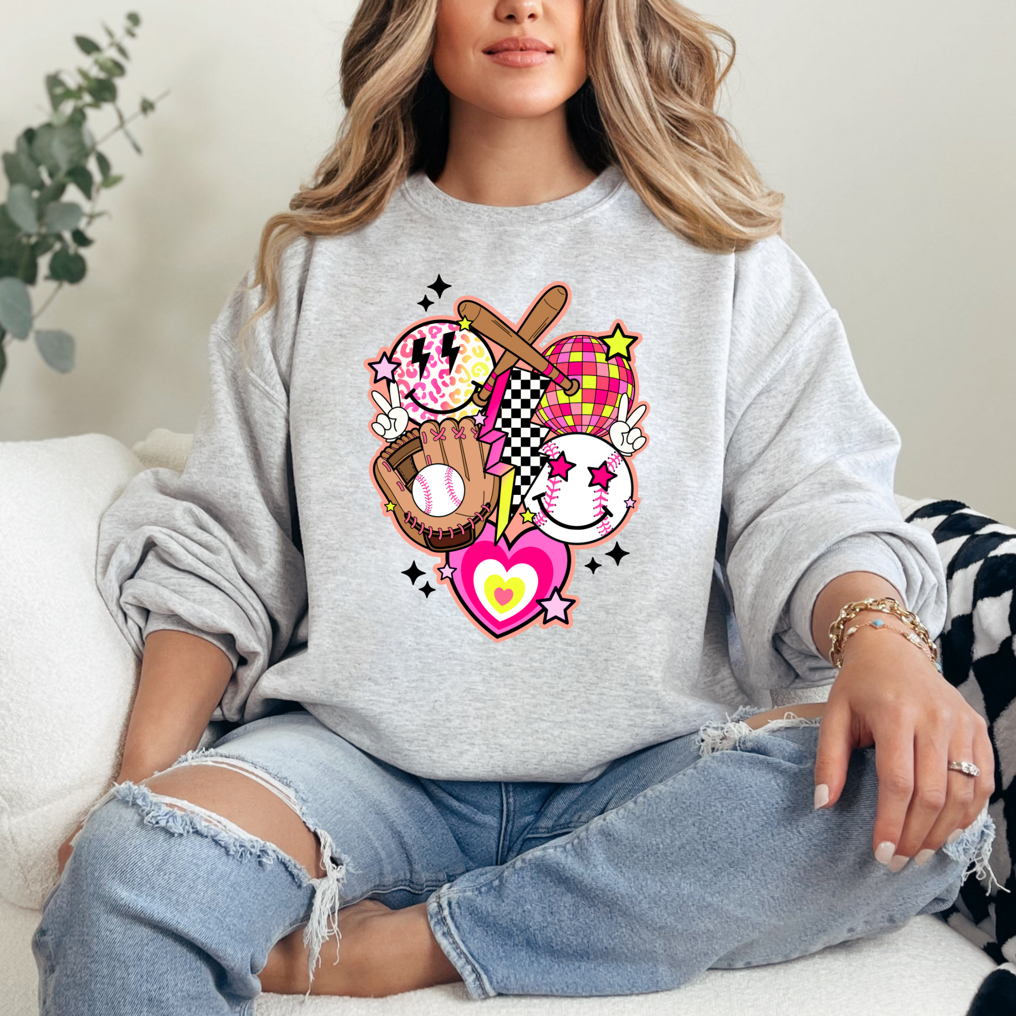 Baseball Girly Pink Retro Sports T-shirt Sweatshirt
