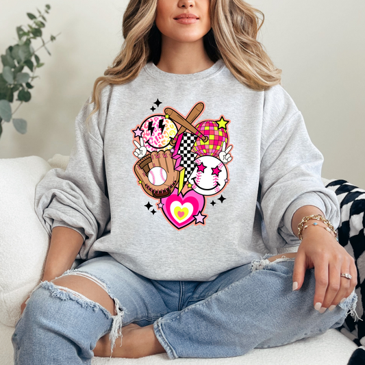 Baseball Girly Pink Retro Sports T-shirt Sweatshirt