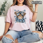 Highland Cow - Winter Floral Bow - T-shirt Sweatshirt