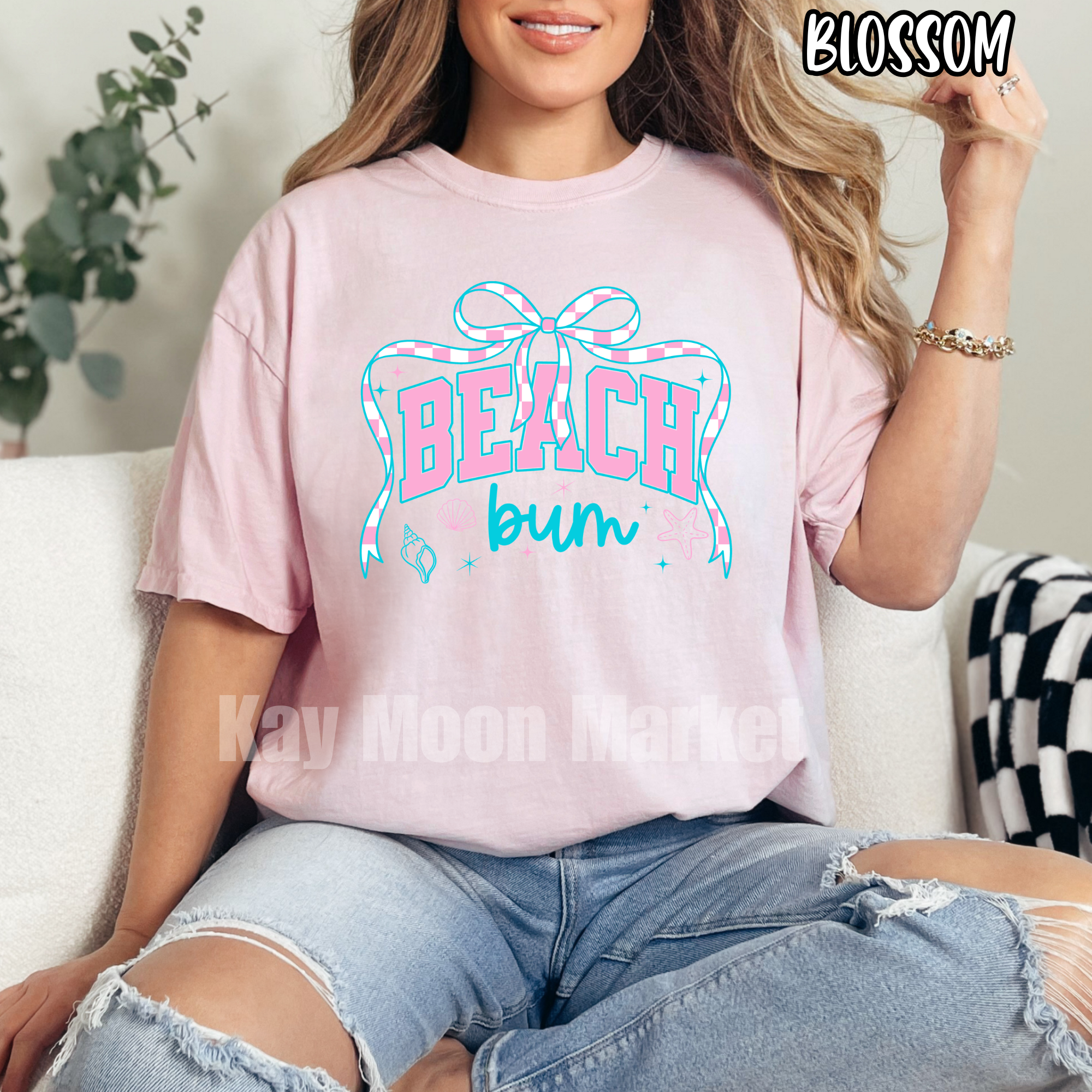 Beach Bum - Summer Bow Checkered - T-shirt Sweatshirt