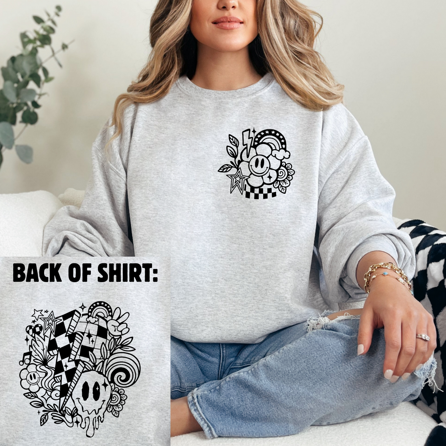 Retro Groovy Checkered Disco Mashup T-Shirt Sweatshirt