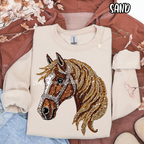 Horse Rhinestone Lookalike- Trendy Cute Farm - T Shirt Sweatshirt