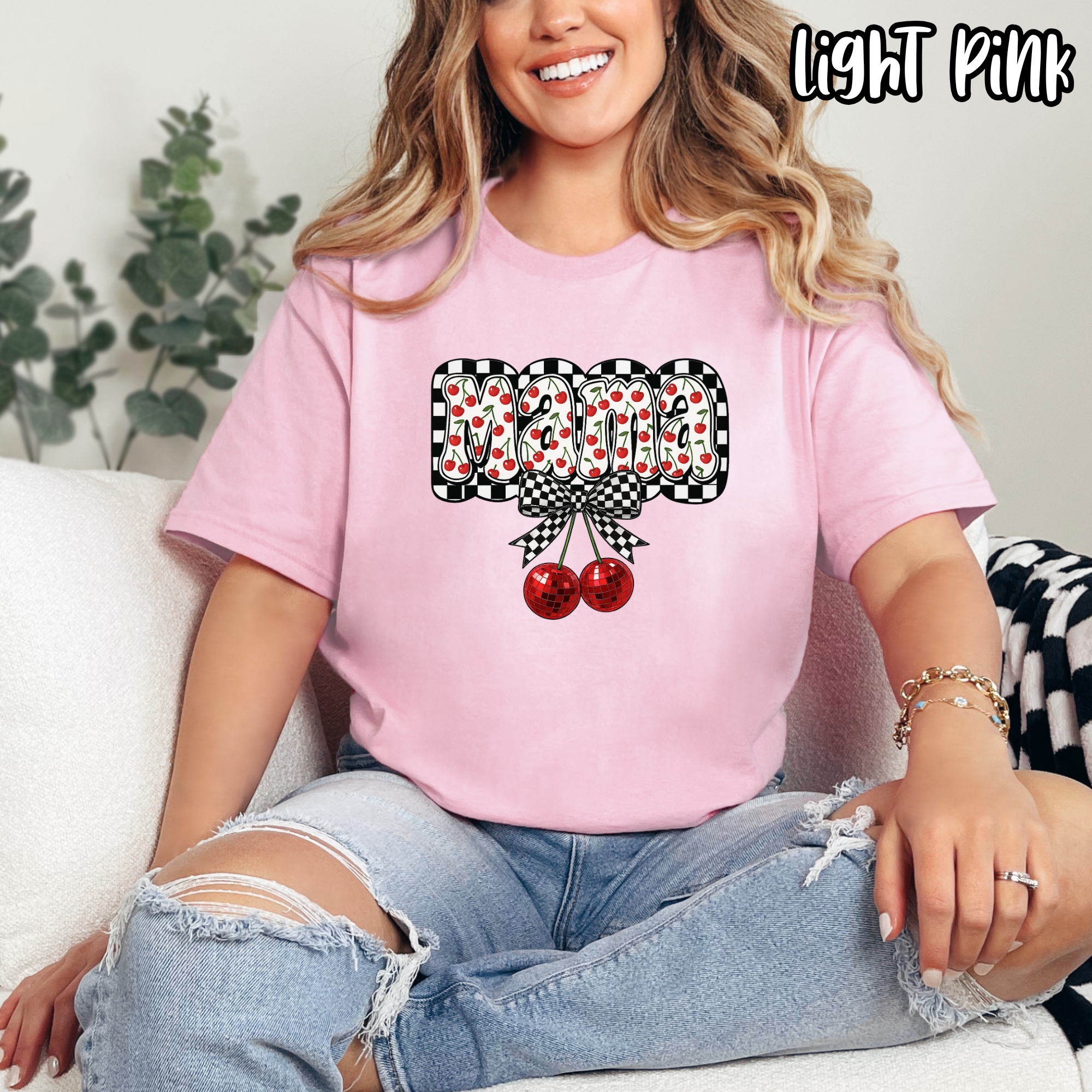 Mama Cherry Checkered - Check Mom - T-shirt Sweatshirt