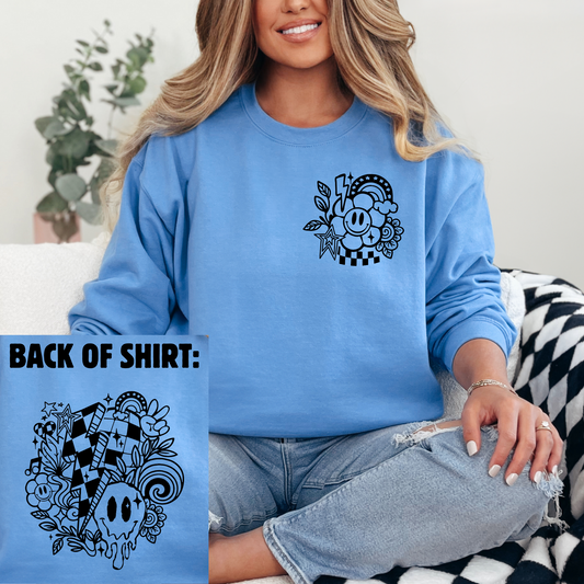 Retro Groovy Checkered Disco Mashup T-Shirt Sweatshirt