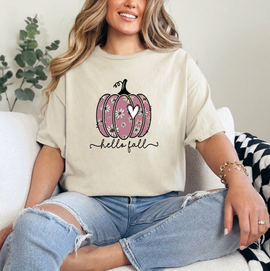 Hello Fall - Purple Pumpkin Floral - T-shirt Sweatshirt