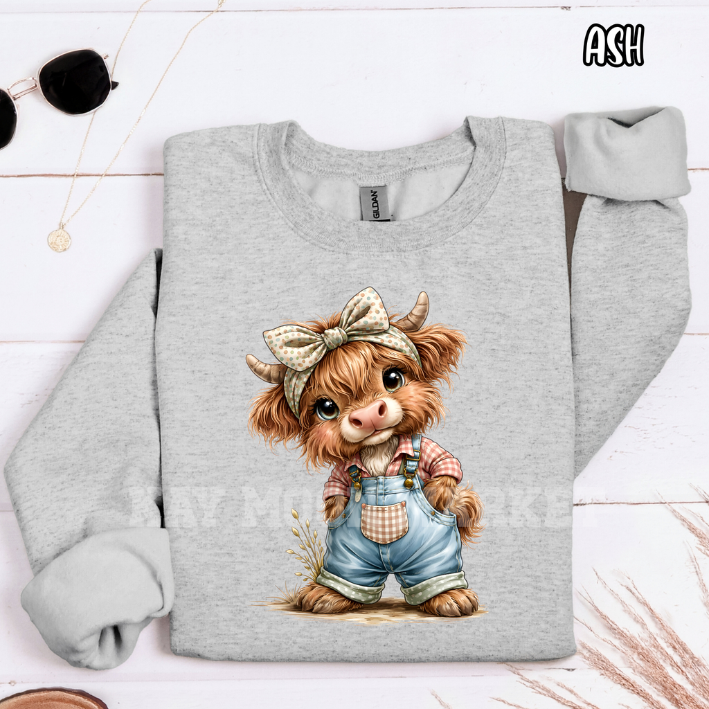 Cute Highland Cow Overalls ~ Animal Farm ~ Tee Sweatshirt