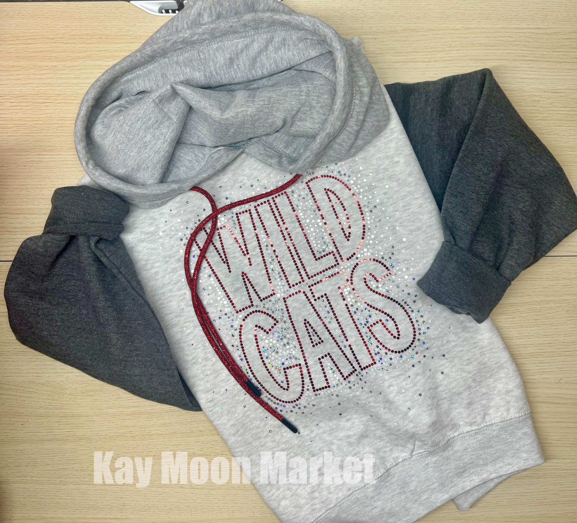 WILDCATS HOODIE- Ready To Ship - LARGE Cropped Color Block Hoodie