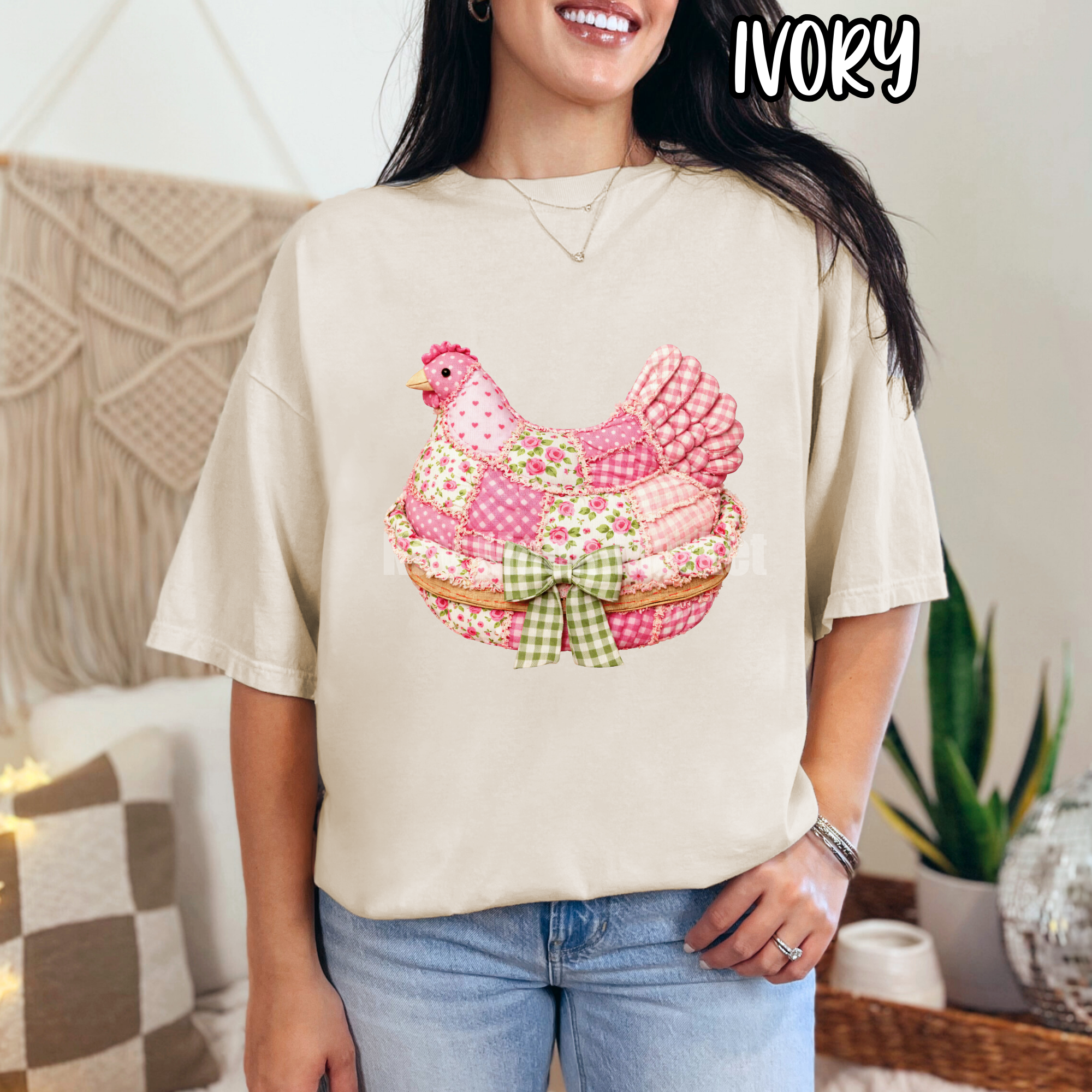 Pink Quilted Chicken - Spring Chicken - T-shirt Sweatshirt