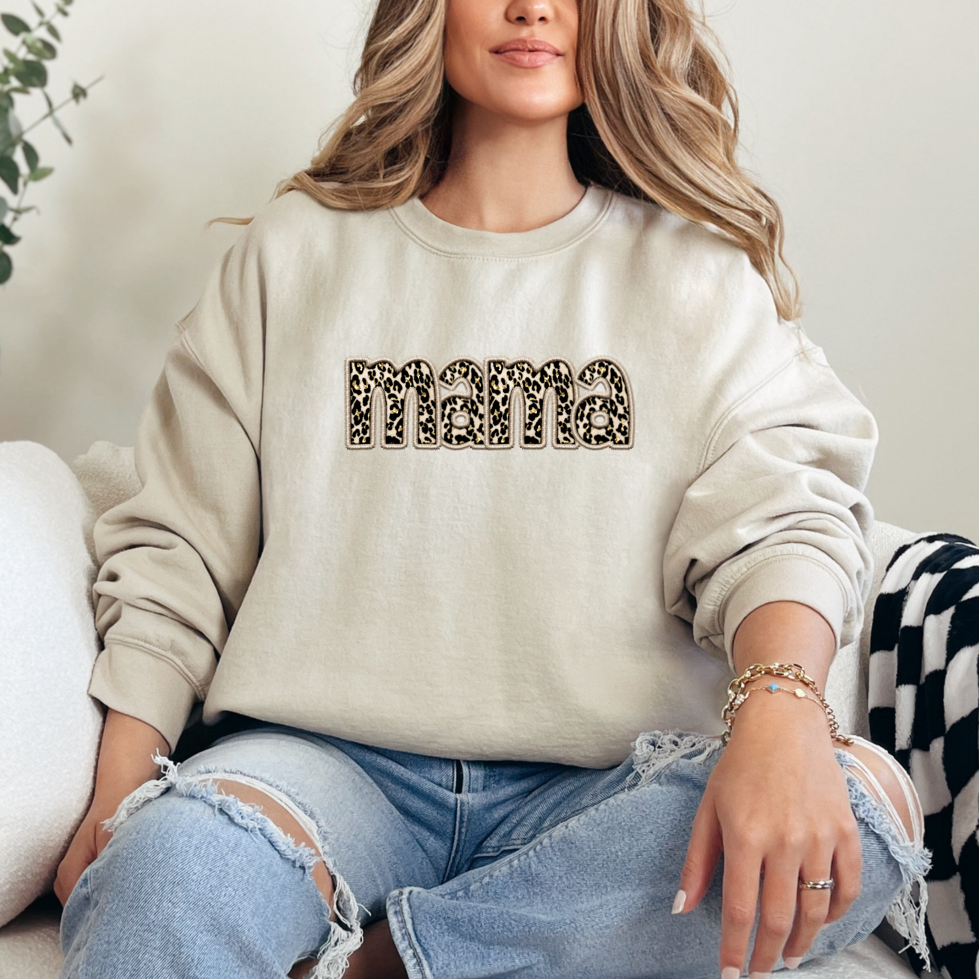 MAMA Leopard Print T-Shirt Sweatshirt