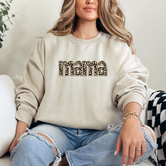 MAMA Leopard Print T-Shirt Sweatshirt