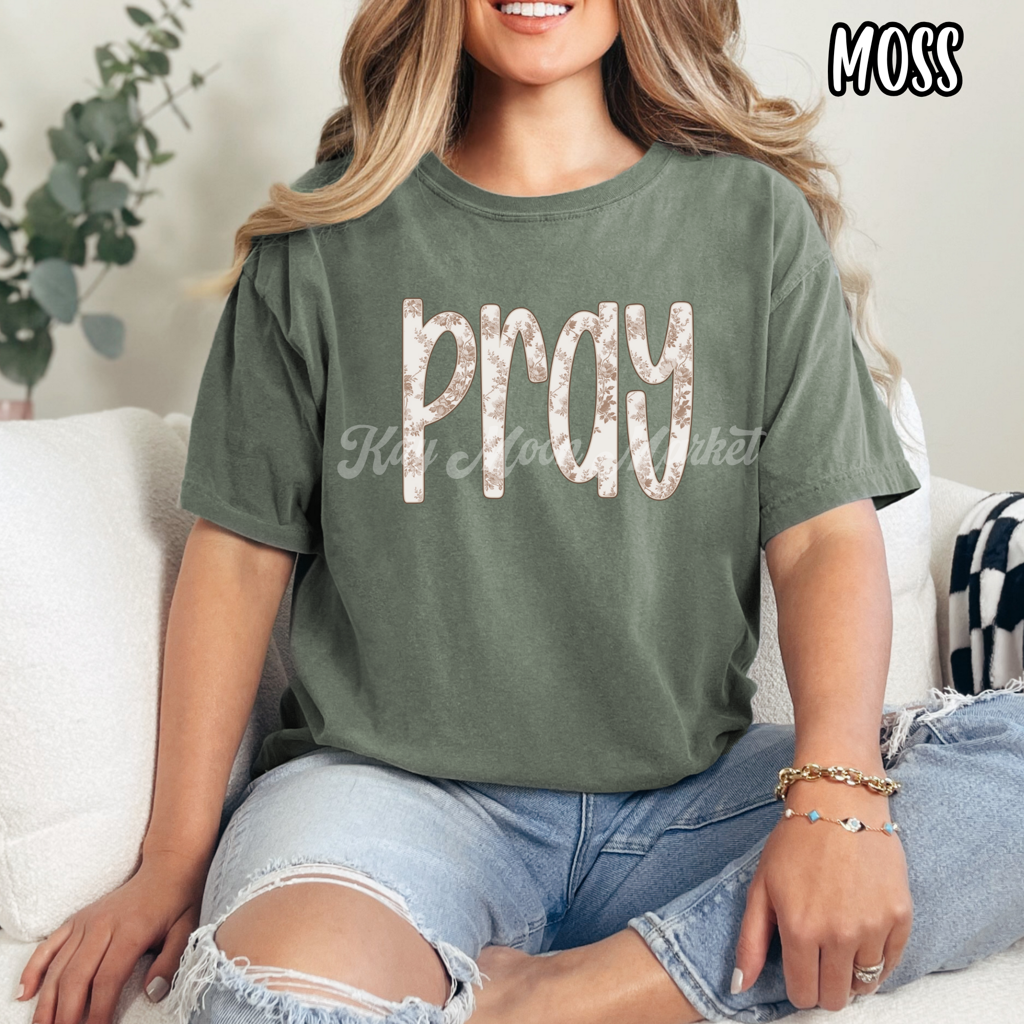 Pray - Vintage Floral Religious - T-shirt Sweatshirt