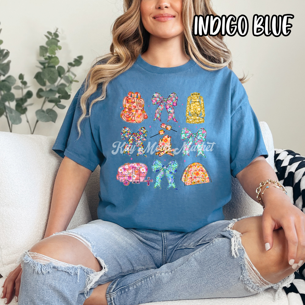 Coquette Camping - Floral Bow Trendy - T-shirt Sweatshirt