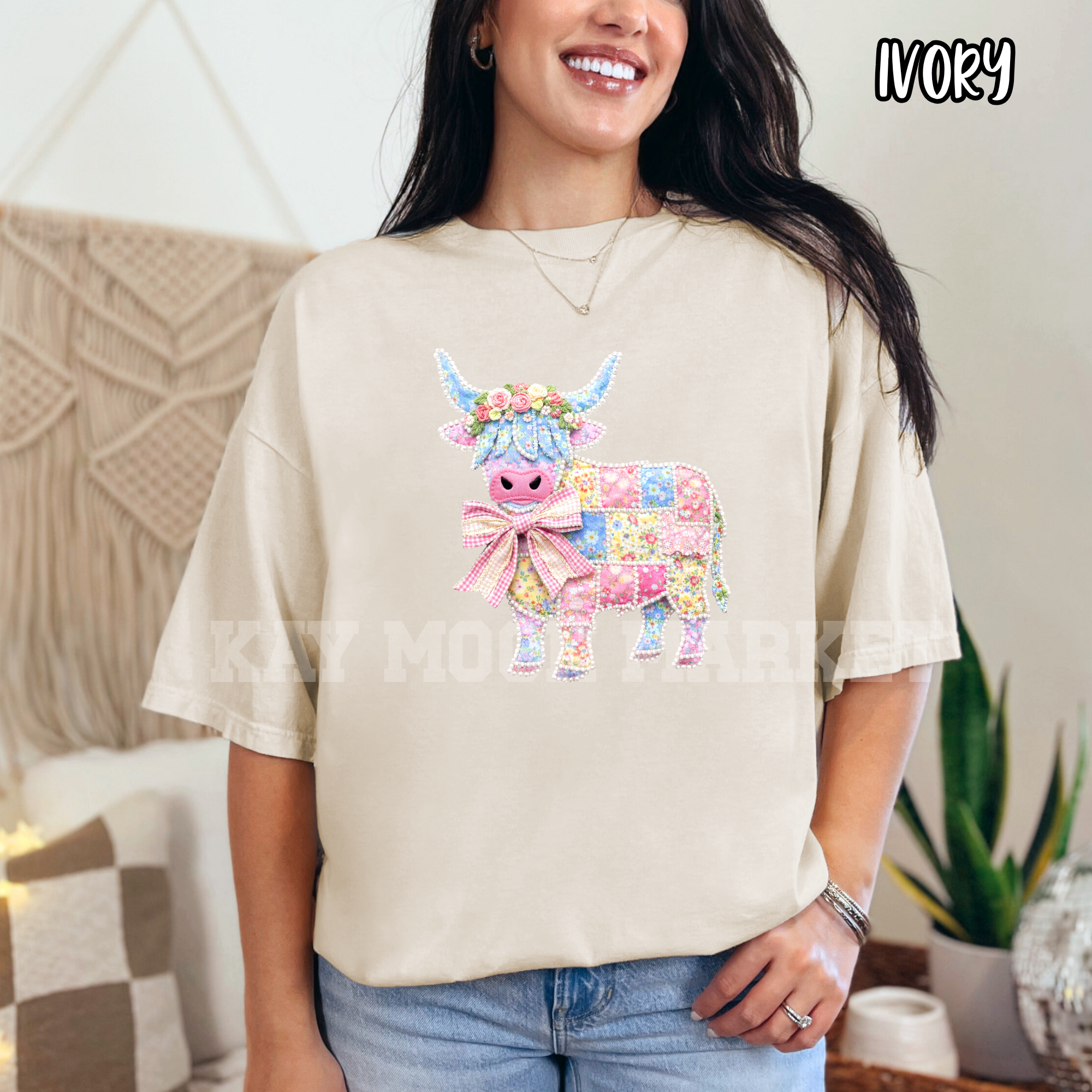 Floral Highland Cow ~ Pearls Animal Farm ~ Tee Sweatshirt