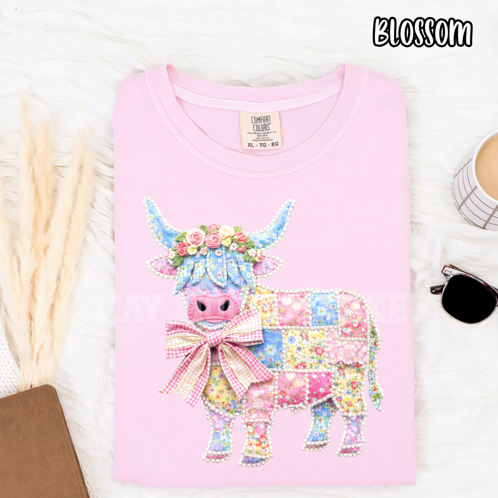 Floral Highland Cow ~ Pearls Animal Farm ~ Tee Sweatshirt