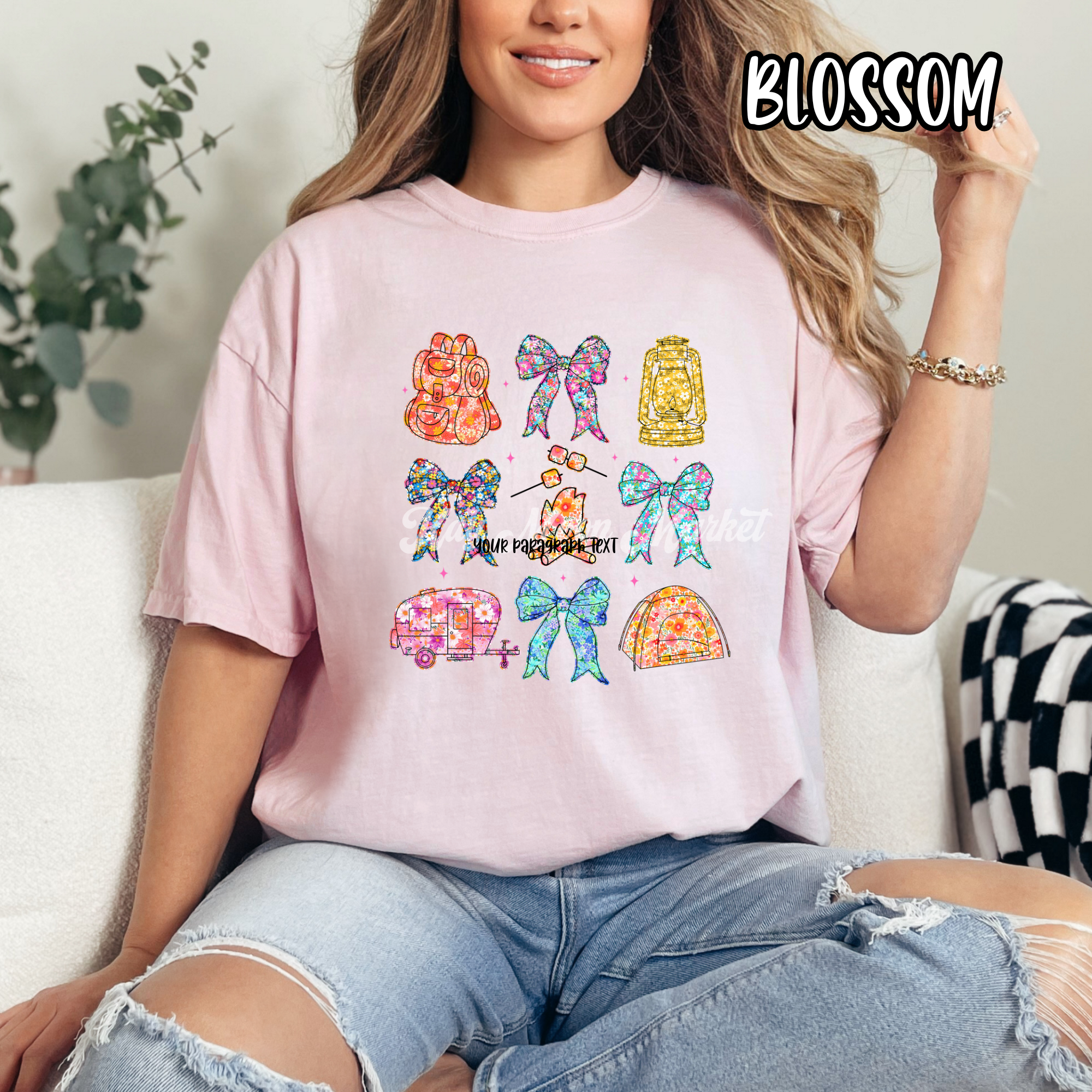 Coquette Camping - Floral Bow Trendy - T-shirt Sweatshirt