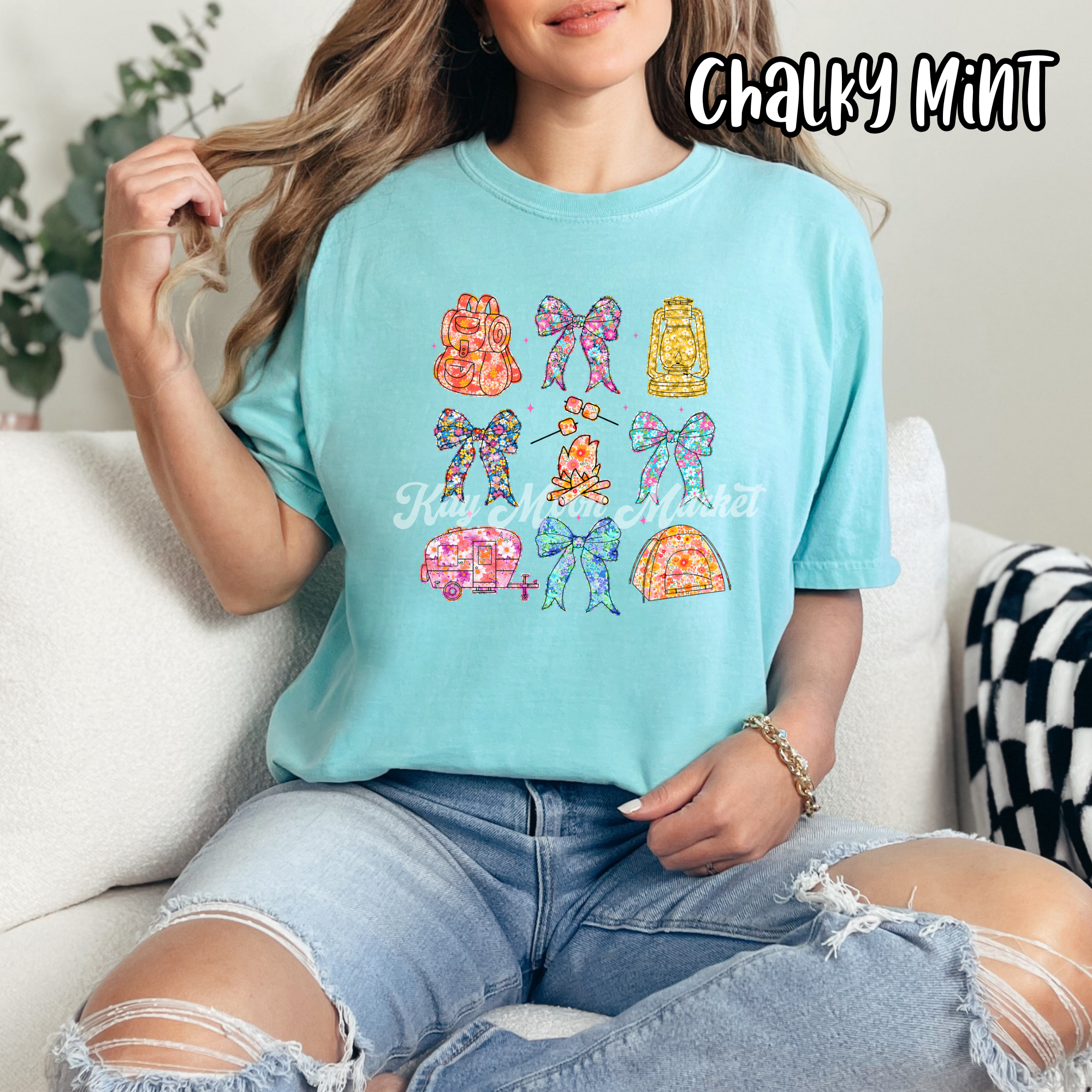 Coquette Camping - Floral Bow Trendy - T-shirt Sweatshirt